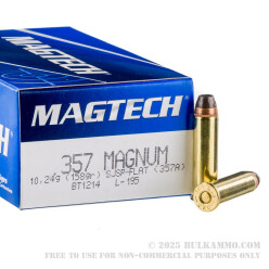 50 Rounds of .357 Mag Ammo by Magtech - 158gr SJSP