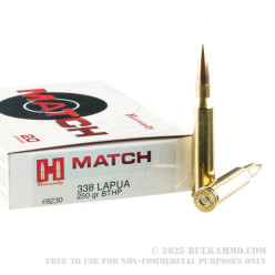 20 Rounds of .338 Lapua Ammo by Hornady Match - 250gr HPBT