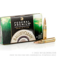 20 Rounds of 5.56x45 Ammo by Federal Premium Ballisticlean - 43 Grain OTM