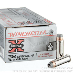 50 Rounds of .38 Special +P Ammo by Winchester Super-X - 125gr JHP