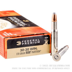 20 Rounds of 30-30 Win Ammo by Federal - 170gr Nosler Partition