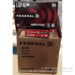 500 Rounds of 5.56x45 Ammo by Federal American Eagle - 55gr FMJ