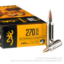 20 Rounds of .270 Win Short Mag Ammo by Browning BXC Controlled Expansion - 145gr Terminal Tip