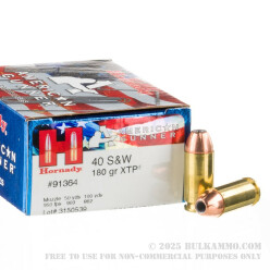 20 Rounds of .40 S&W Ammo by Hornady American Gunner - 180gr XTP JHP