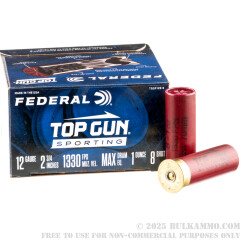 250 Rounds of 12ga Ammo by Federal Top Gun - 1 ounce #8 shot