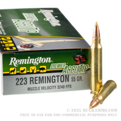 20 Rounds of .223 Ammo by Remington Premier - 55gr AccuTip-V