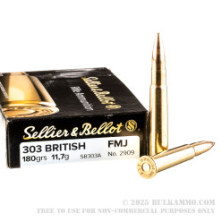 20 Rounds of .303 British Ammo by Sellier & Bellot - 180gr FMJ