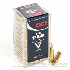 50 Rounds of .17HMR Ammo by CCI - 20gr FMJ