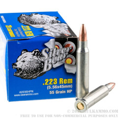 500  Rounds of .223 Ammo by Silver Bear (Steel Case) - 55gr HP