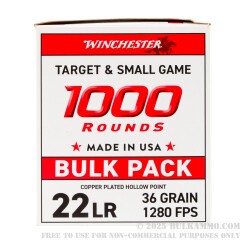 1000 Rounds of .22 LR Ammo by Winchester USA - 36gr CPHP