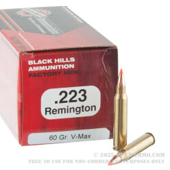 500 Rounds of .223 Ammo by Black Hills Ammunition - 60gr V-MAX