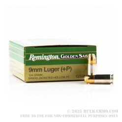 25 Rounds of 9mm + Ammo by Remington Golden Saber - 124gr JHP