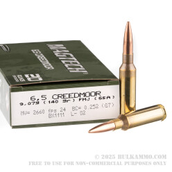 20 Rounds of 6.5 Creedmoor Ammo by Magtech - 140gr FMJBT