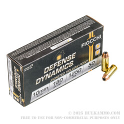 50 Rounds of 10mm Ammo by Fiocchi - 180gr JHP