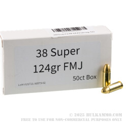 50 Rounds of .38 Super Ammo by Vairog - 124gr FMJ