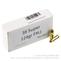 50 Rounds of .38 Super Ammo by Vairog - 124gr FMJ