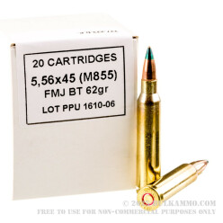 1000 Rounds of 5.56x45 M855 Ammo by Prvi Partizan - 62 Grain FMJBT