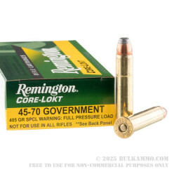 20 Rounds of .45-70 Ammo by Remington Core-Lokt - 405gr SP