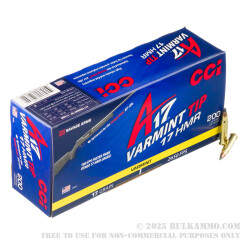 200 Rounds of .17HMR Ammo by CCI - 17gr Polymer Tip