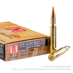 20 Rounds of 30-06 Springfield Ammo by Hornady Custom Lite - 125gr SST