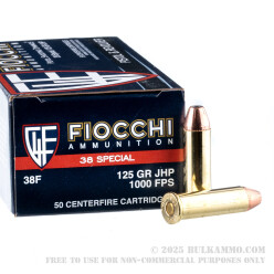 1000 Rounds of .38 Special Ammo by Fiocchi - 125gr JHP