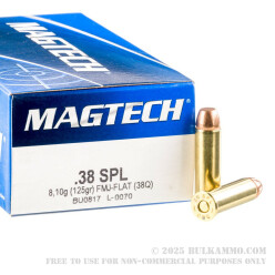 50 Rounds of .38 Spl Ammo by Magtech - 125gr FMJ Flat