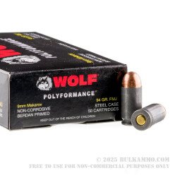 9x18 MAK - 94 Grain FMJ - Wolf WPA Performance - 1500 Rounds