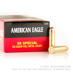 50 Rounds of .38 Spl Ammo by Federal American Eagle - 130gr FMJ