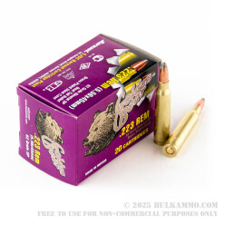 500 Rounds of .223 Ammo by Golden Bear (Brass-Plated Steel Case) - 62gr Soft Point