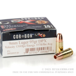 20 Rounds of 9mm Ammo by Corbon - 95gr DPX