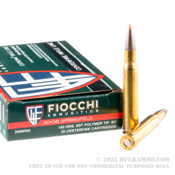 20 Rounds of 30-06 Springfield Ammo by Fiocchi - 150gr SST