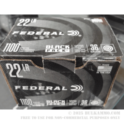 1100 Rounds of .22 LR Ammo by Federal Black Pack - 36gr CPHP