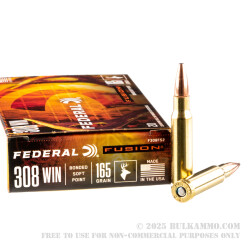 20 Rounds of .308 Win Ammo by Federal - 165gr Fusion