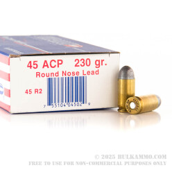 250 Rounds of .45 ACP Ammo by Ultramax - 230gr LRN