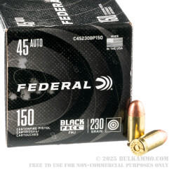 150 Rounds of .45 ACP Ammo by Federal Black Pack - 230gr FMJ