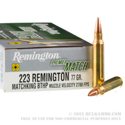 20 Rounds of .223 Ammo by Remington Premier Match - 77gr HPBT MatchKing