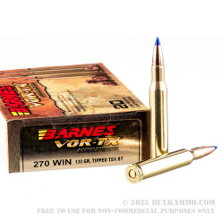 20 Rounds of .270 Win Ammo by Barnes - 130gr TTSX