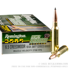 20 Rounds of 6.5 Creedmoor Ammo by Remington - 130gr Scirocco Bonded