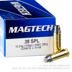 1000 Rounds of .38 Spl Ammo by Magtech - 158gr LSWC