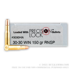 20 Rounds of 30-30 Win Ammo by PMC Precision - 150gr RNSP InterLock