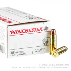 50 Rounds of .38 Spl Ammo by Winchester - 130gr FMJ