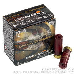 25 Rounds of 12ga Ammo by Federal High Over All - 1 1/8 ounce #7 1/2 shot