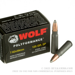 1000 Rounds of 7.62x39mm Ammo by Wolf - 125gr SP