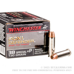 200 Rounds of .38 Spl +P Ammo by Winchester Defender - 130gr JHP