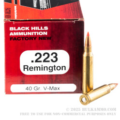 500 Rounds of .223 Ammo by Black Hills Ammunition - 40gr V-MAX