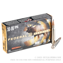 20 Rounds of 30-06 Springfield Ammo by Federal Vital-Shok - 165gr Nosler Partition SP