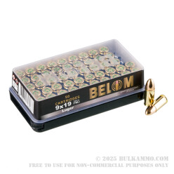 1000 Rounds of 9mm Ammo by Belom - 124gr FMJ