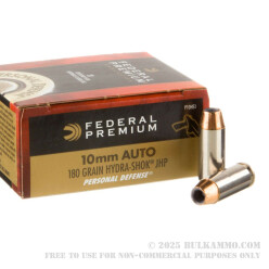 20 Rounds of 10mm Ammo by Federal Hydra Shok - 180gr JHP