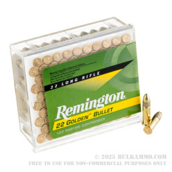 100 Rounds of .22 LR Ammo by Remington Golden Bullet - 40gr PRN