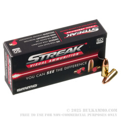 1000 Rounds of 9mm Ammo by Ammo Inc. Streak - 124gr TMJ Non-Incendiary Visual Tracer